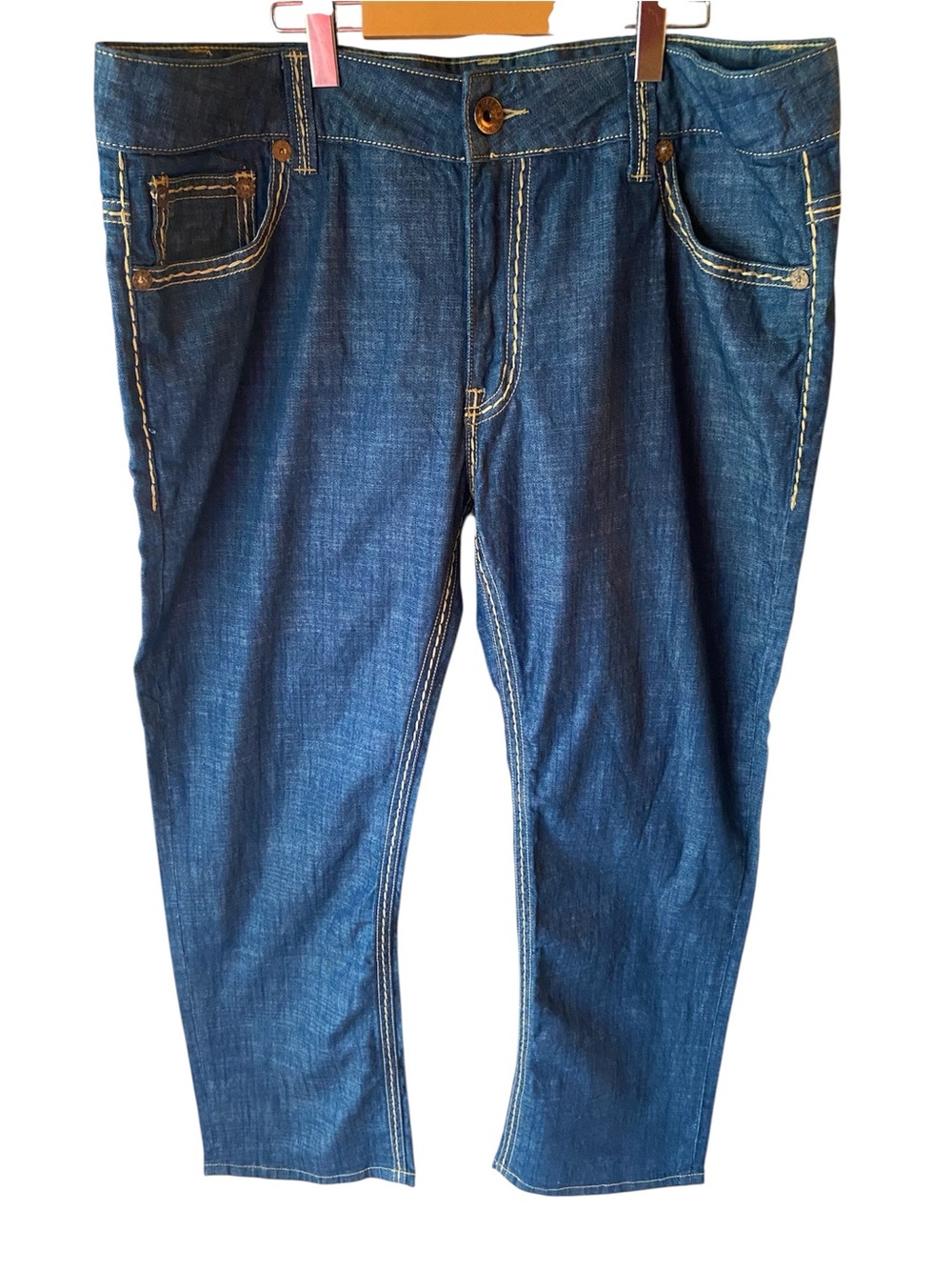VTG Karl Kani men’s jeans, sz44 leather/metal logo patch on the back pocket